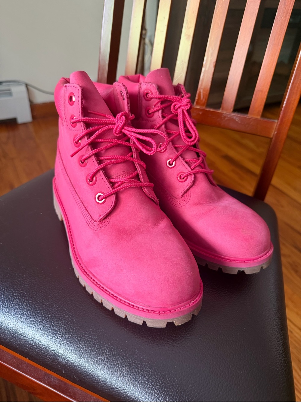 Timberland big girls Hot Pink Lace-Up Boots Size 5.5 - Picture 2 of 5